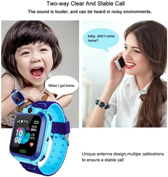 Elterazon Q12 Smart Watch Latest Model GPS Compatible with iOS for Kids Android 1.45 Inch Waterproof & Anti-Lossless Blue