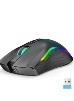 Wireless Mouse And Keyboard Set RGB Water Backlight Rechargeable Keyboard ABS Pudding Key Cap Automatic Hibernation Power Saving Mode 2.4G Wireless Transmission Technology(Black)