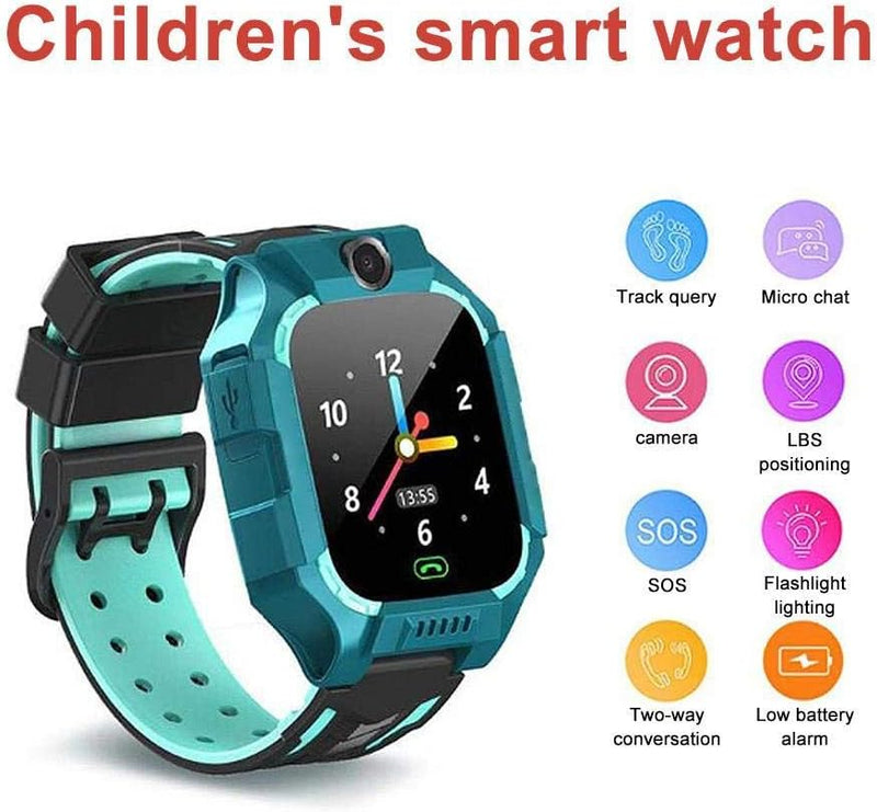 Smart Watch for Girls and Boys with Emergency Call and Conference Call with Waterproof Design and Digital Hand Touch Screen Suitable as a Birthday Gift for Children 3-13 Years Old (Black)