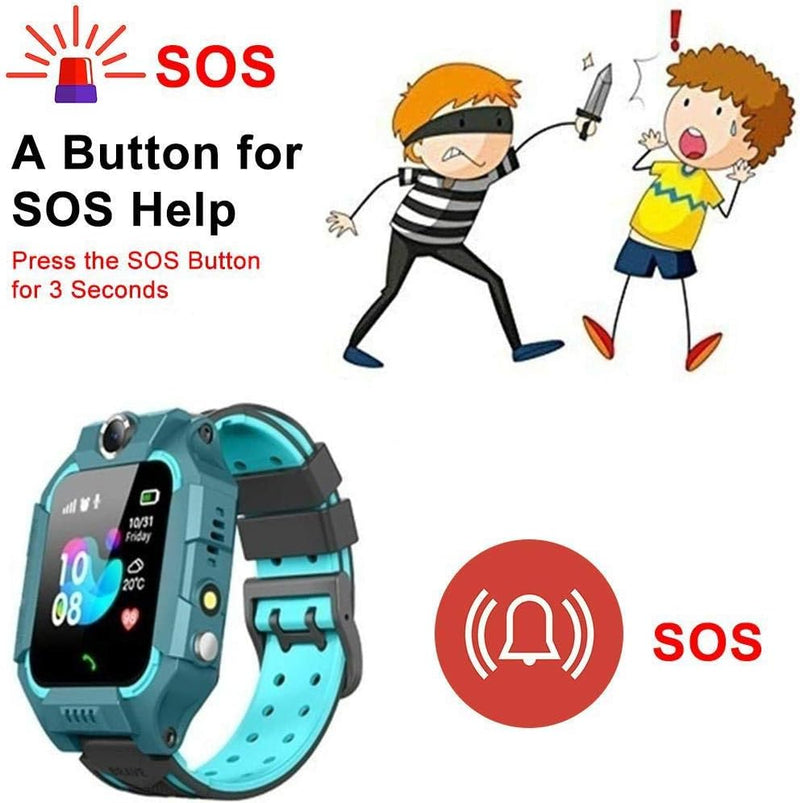 Smart Watch for Girls and Boys with Emergency Call and Conference Call with Waterproof Design and Digital Hand Touch Screen Suitable as a Birthday Gift for Children 3-13 Years Old (Black)